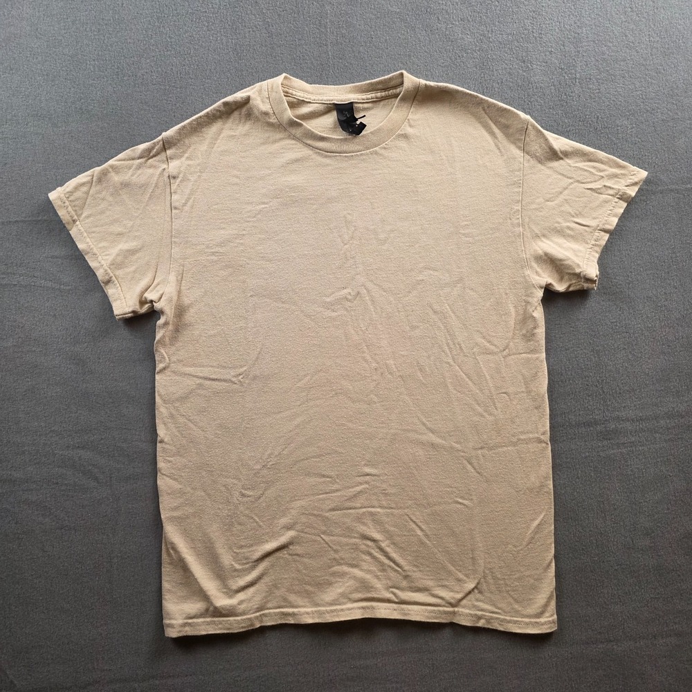 Gildan Heavy Cotton Adult Small Beige Short Sleeve Crew Neck T-Shirt
